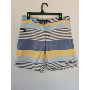 Patagonia Mens Board‎ Shorts Swim Trunks Striped Blue Yellow Size 34 #19
